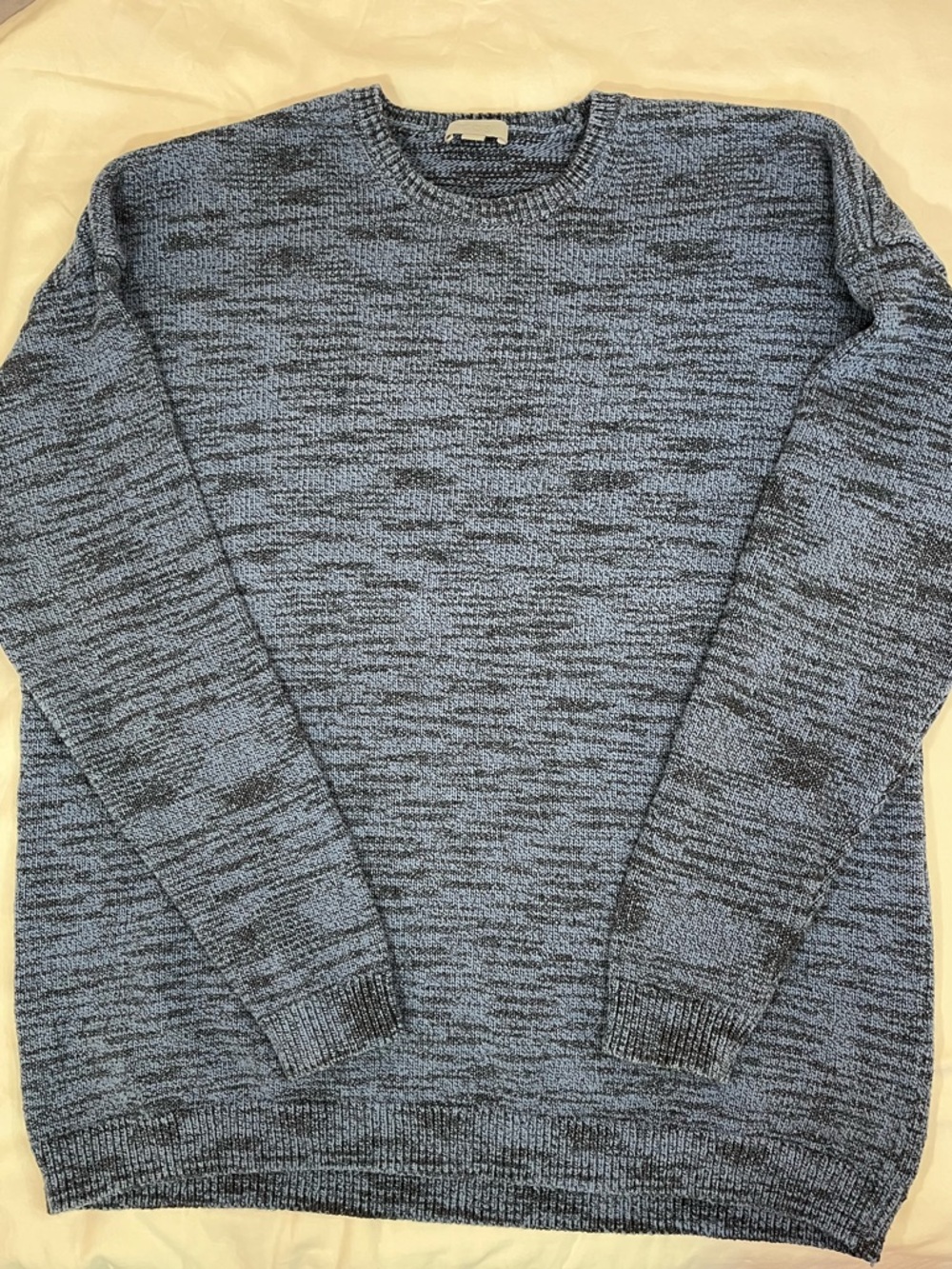 COS Blue Black Marled Crewneck Cotton Knit Sweater Men’s Large